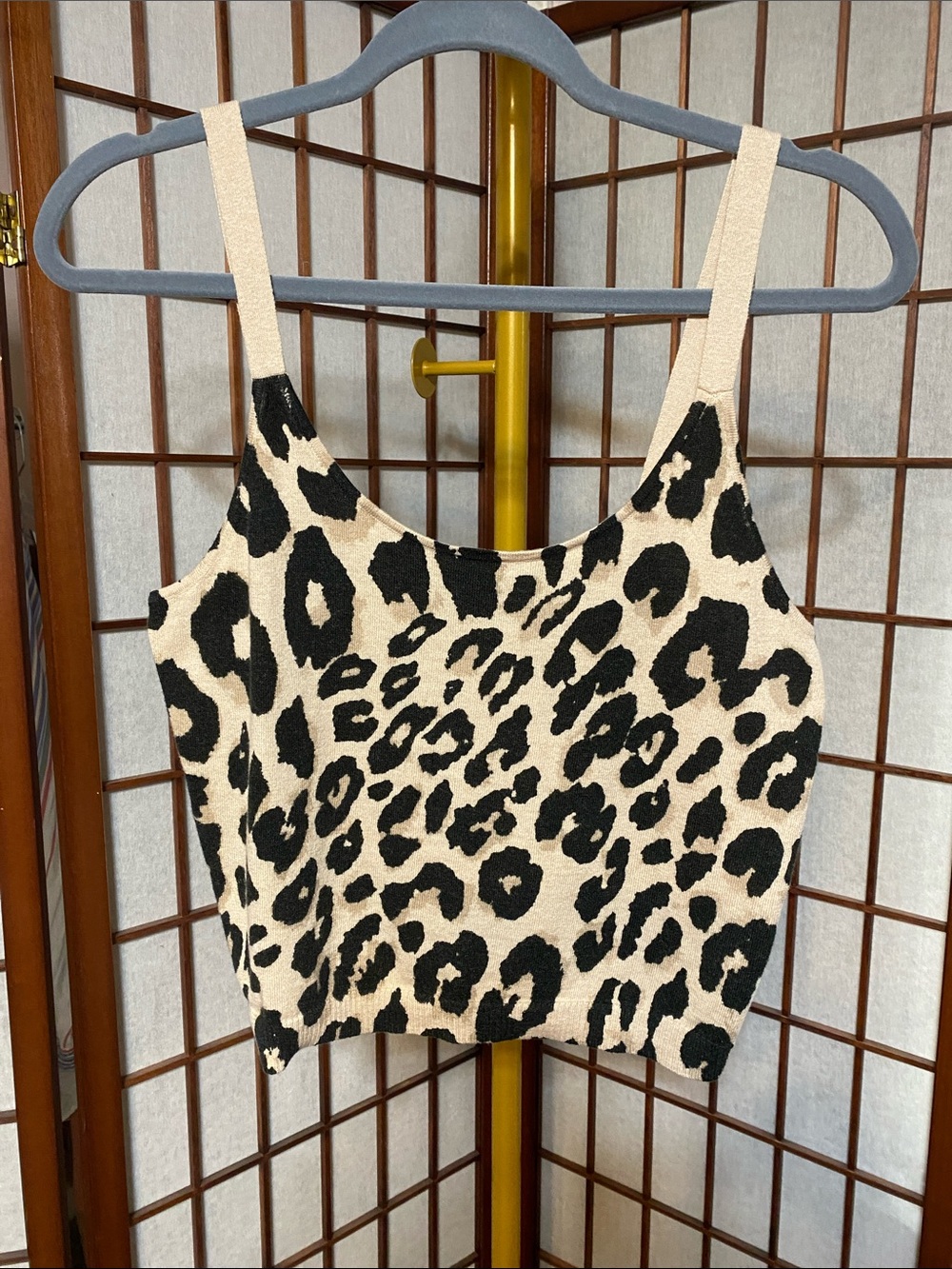 Sanctuary Essential Knitwear
Cropped Cami In Leopard Print Size M